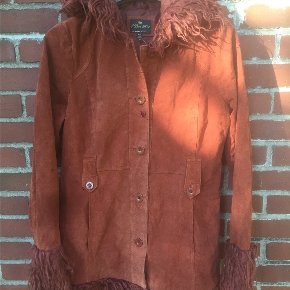 Burnt orange leather coat